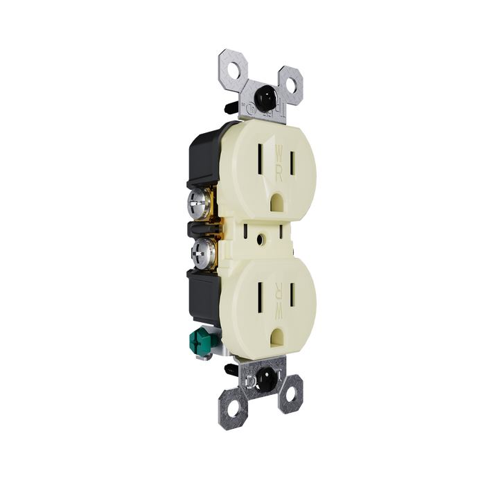 Pass and Seymour Trademaster 15A 125V Duplex Receptacle Tamper-Resistant External Pressure Plated Weather-Resistant Light Almond (3232TREXWRLA)