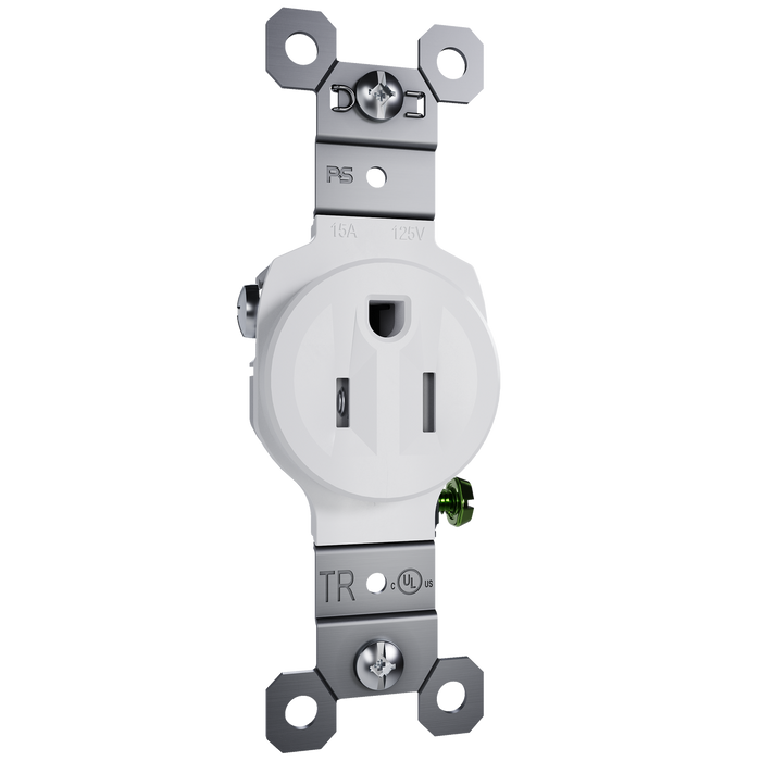 Pass and Seymour Trademaster Residential 15A Single Receptacle White (TR52151W)