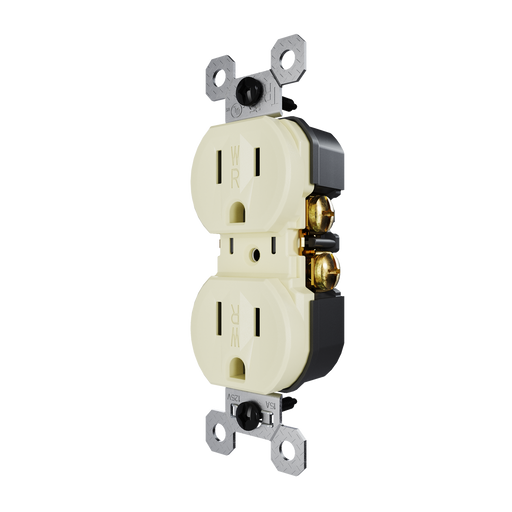 Pass and Seymour Trademaster 15A 125V Duplex Receptacle Tamper-Resistant External Pressure Plated Weather-Resistant Light Almond (3232TREXWRLA)