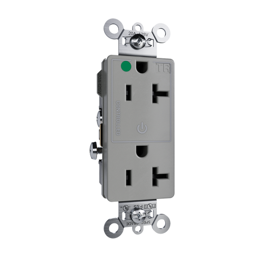 Pass and Seymour Tamper-Resistant Decorator Duplex Receptacle Half Controlled 20A 125V Hospital-Grade Gray (TR26362HGCHGRY)