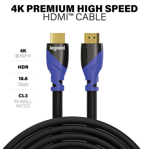 Pass and Seymour 4K Premium Certified HDMI Cable 3 Meter [9.84 Foot] (AC4K5MBKV1)
