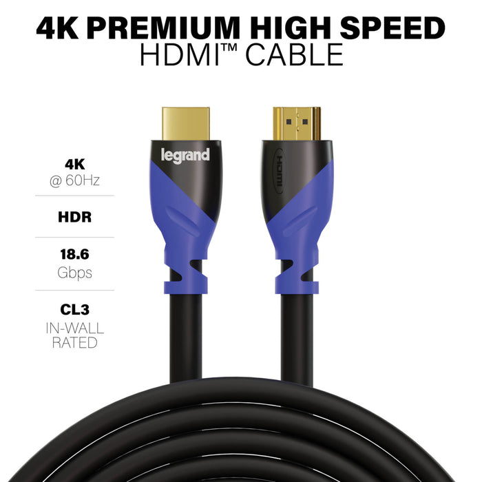 Pass and Seymour 4K Premium Certified HDMI Cable 3 Meter [9.84 Foot] (AC4K5MBKV1)