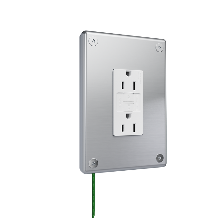 Pass and Seymour Mighty Mac WPP Series Security Wall Plate Decorator Opening 1-Gang 14-Gauge Stainless Steel Brushed Stainless Steel Allen Head Fasteners (WPP61G2PS)