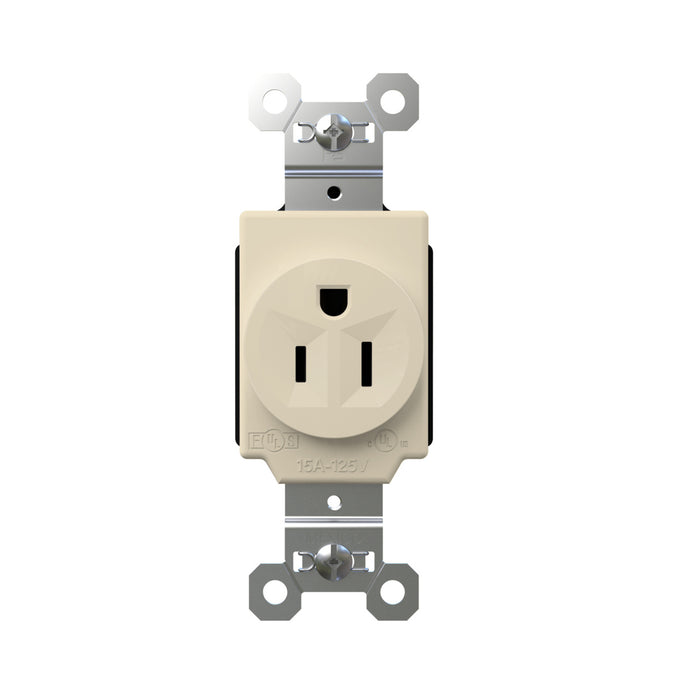 Pass and Seymour Plugtail Receptacle Single 15A 125V Side/Back Wire Light Almond (PT5261LA)