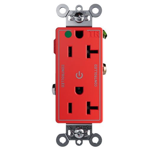Pass and Seymour Tamper-Resistant Decorator Duplex Receptacle Dual Controlled 20A 125V Hospital-Grade Red (TR26362HGCDRED)