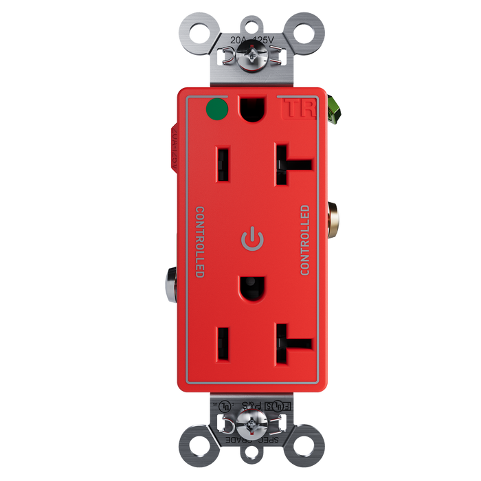 Pass and Seymour Tamper-Resistant Decorator Duplex Receptacle Dual Controlled 20A 125V Hospital-Grade Red (TR26362HGCDRED)