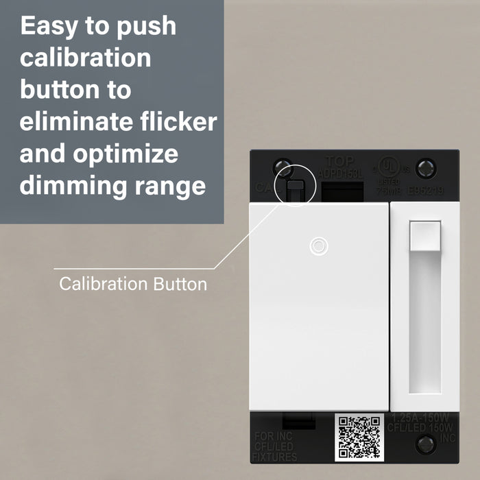 Pass and Seymour Adorne Paddle LED Dimmer 150W Single Pole 3-Way White (ADPD153LW2)