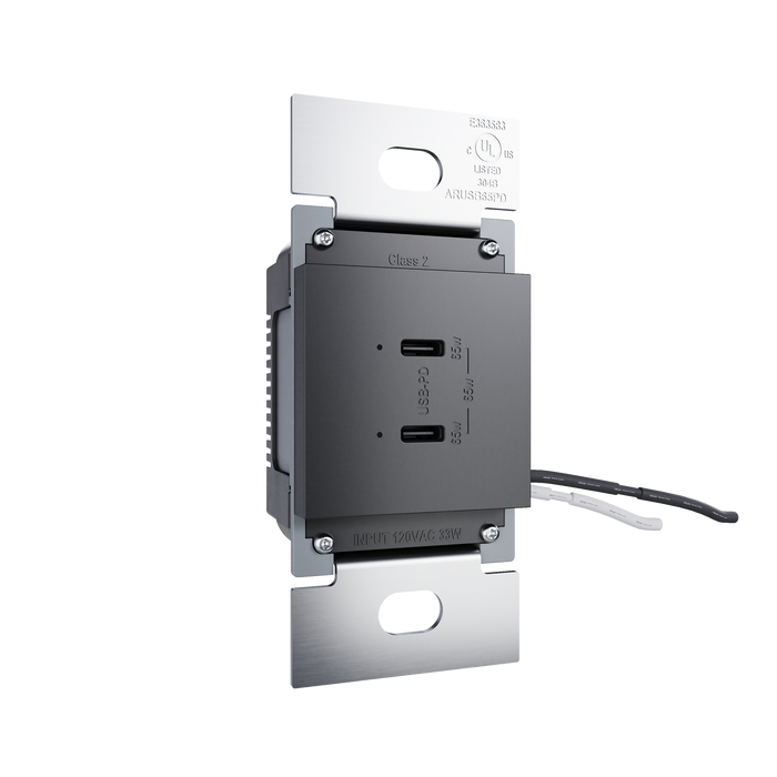 Pass and Seymour Adorne 65W USB Outlet Module Type C Graphite (ARUSB65PDG4)