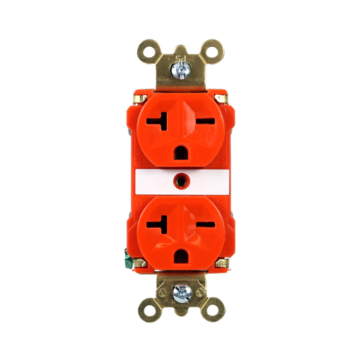 Pass and Seymour Duplex Receptacle Industrial Extra Heavy Duty Specification Grade 20A 250V Back And Side Wire Orange (5862AOR)