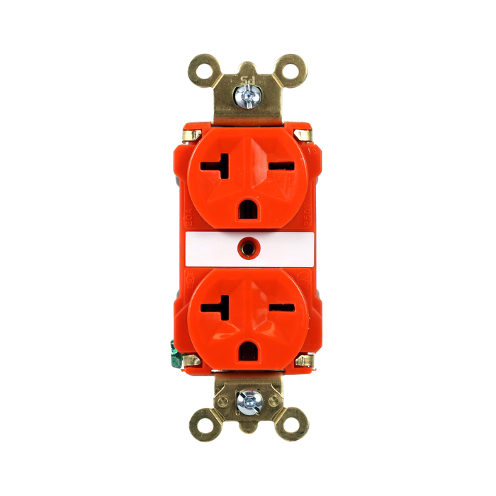 Pass and Seymour Duplex Receptacle Industrial Extra Heavy Duty Specification Grade 20A 250V Back And Side Wire Orange (5862AOR)