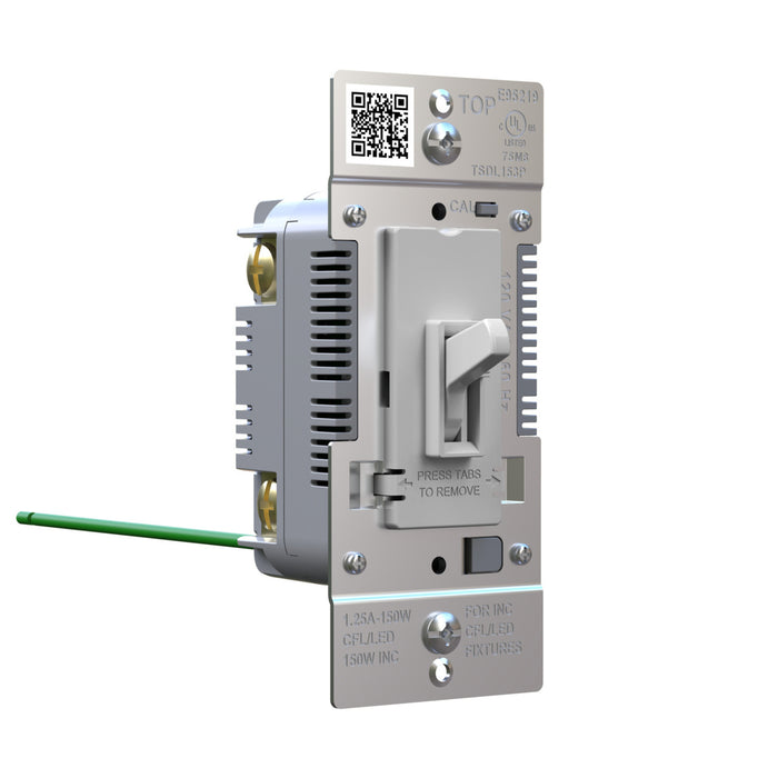 Pass and Seymour Trademaster Toggle Slide LED Dimmer 150W Single Pole 3-Way Gray (TSDL153PGRY)