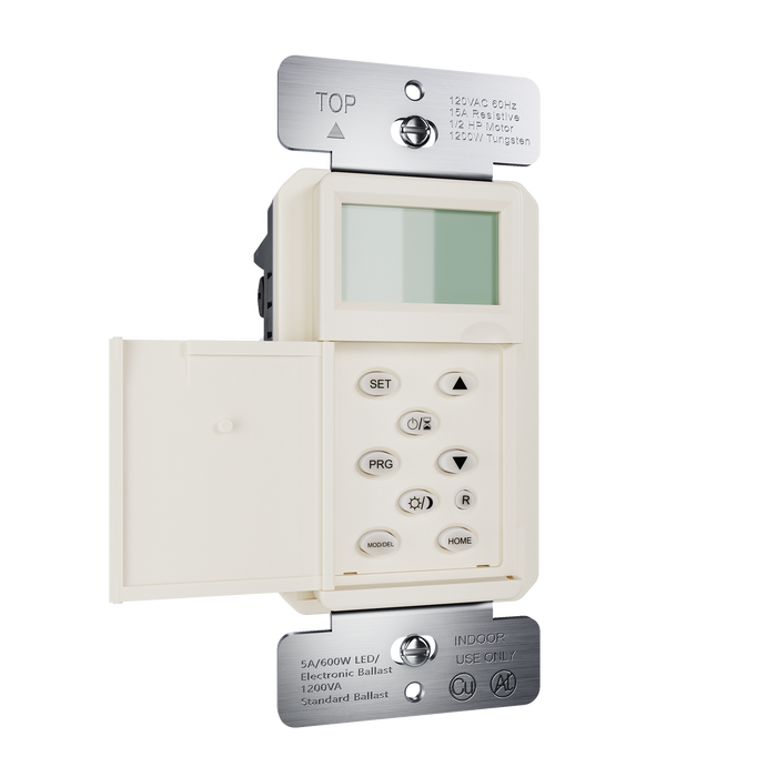 Pass and Seymour Programmable 24-Hour Astronomic Timer Switch 120V 600W 1/2 HP Light Almond (RTPA24LA)