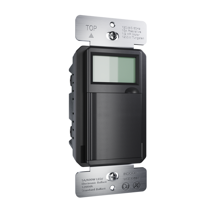 Pass and Seymour Programmable 24-Hour Astronomic Timer Switch 120V 600W 1/2 HP Black (RTPA24BK)