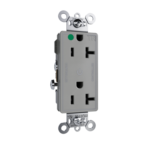 Pass and Seymour Tamper-Resistant Decorator Duplex Receptacle Dual Controlled 20A 125V Hospital-Grade Gray (TR26362HGCDGRY)