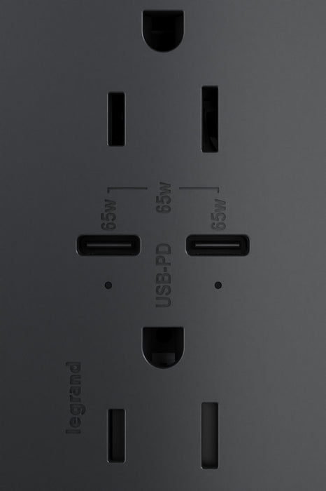 Pass and Seymour Adorne 65W USB Outlet Plus-Size Type C 15A Tamper-Resistant Graphite (ARTRUSB15PD65G4)