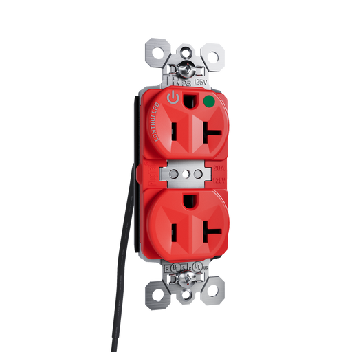 Pass and Seymour Plugtail Tamper-Resistant Half Controlled Duplex Receptacle 20A 125V Hospital-Grade Red (PTTR8300CHRED)