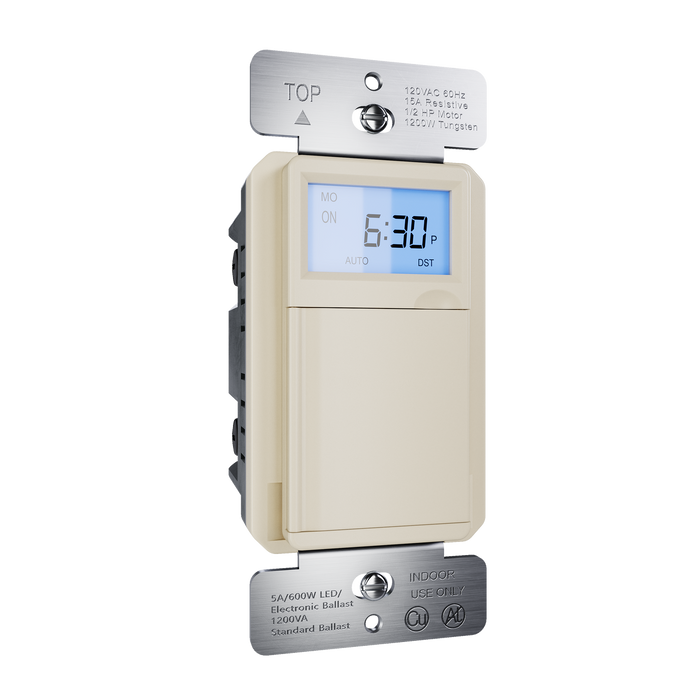 Pass and Seymour Programmable 24-Hour Astronomic Timer Switch 120V 600W 1/2 HP Ivory (RTPA24I)