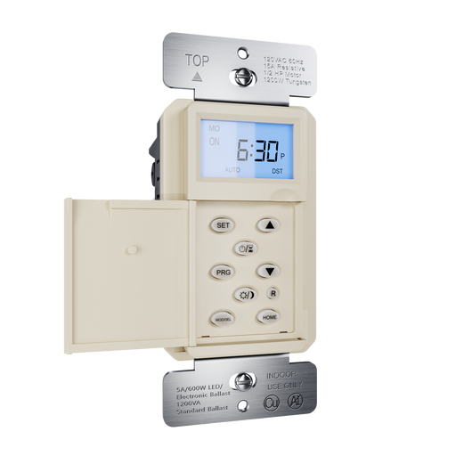 Pass and Seymour Programmable 24-Hour Astronomic Timer Switch 120V 600W 1/2 HP Ivory (RTPA24I)