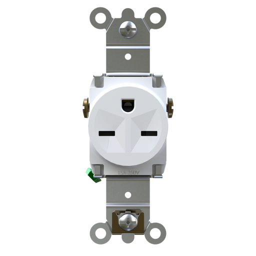 Pass and Seymour Weather-Resistant Tamper-Resistant Single Receptacle 20A/250V Side/Back Wire White (WR5871TRW)