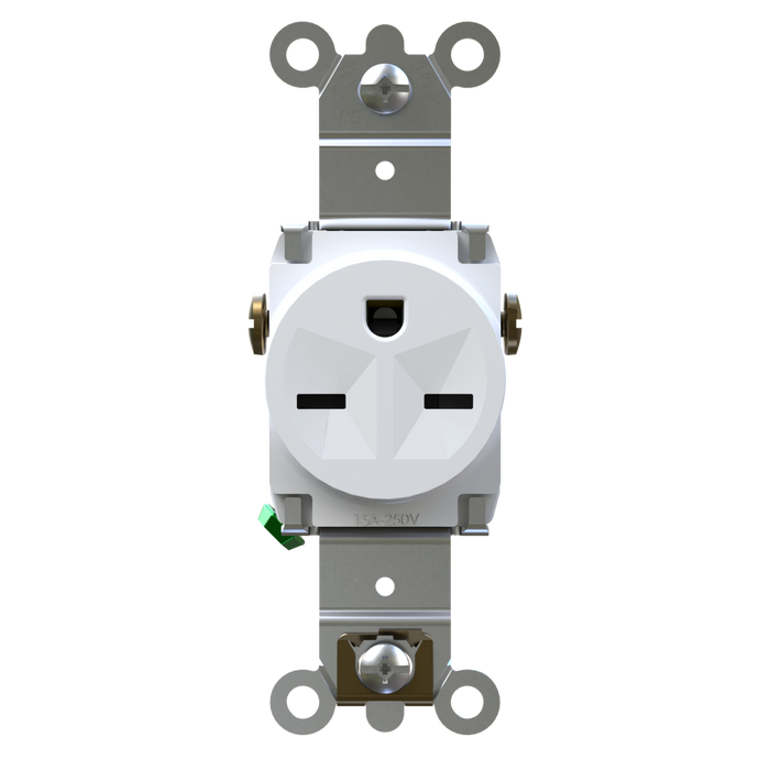 Pass and Seymour Weather-Resistant Tamper-Resistant Single Receptacle 20A/250V Side/Back Wire White (WR5871TRW)