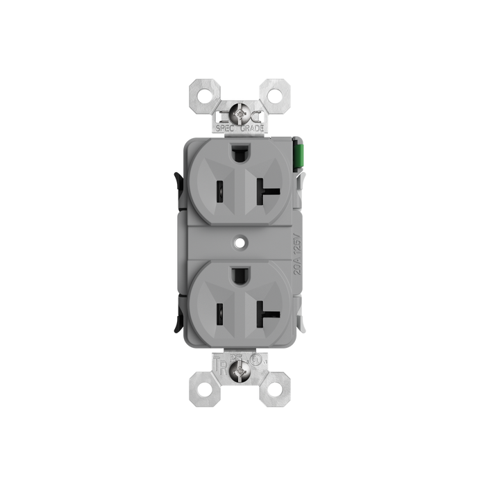 Pass and Seymour Powerhold Duplex Receptacle 20A/125V Gray (TR20DVSGRY)