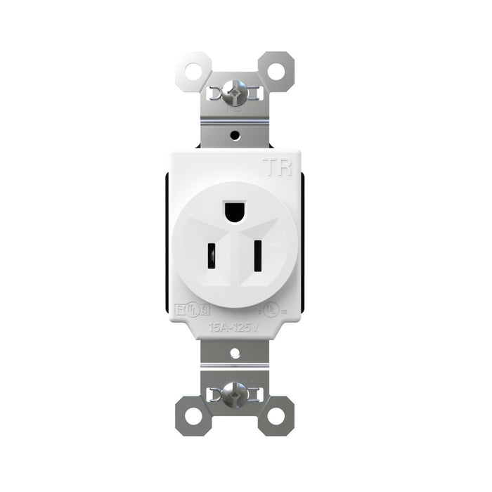 Pass and Seymour Plugtail Tamper-Resistant Receptacle Single 15A 125V Side/Back Wire White (PTTR5261W)