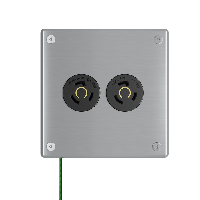 Pass and Seymour Mighty Mac WSP Series Security Wall Plate Round Receptacle Opening 2-Gang 14-Gauge Stainless Steel Brushed Stainless Steel Allen Head Fasteners (WSP62N912PS)