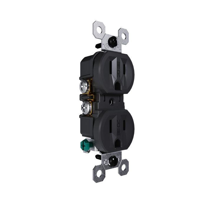 Pass and Seymour Trademaster 15A 125V Duplex Receptacle Tamper-Resistant External Pressure Plated Weather-Resistant Black (3232TREXWRBK)