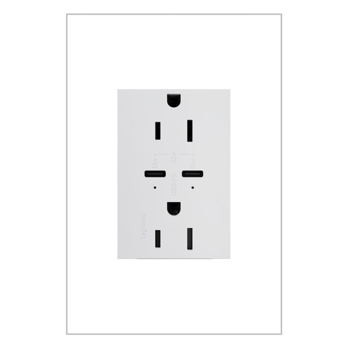 Pass and Seymour Adorne 65W USB Outlet Plus-Size Type C 15A Tamper-Resistant White (ARTRUSB15PD65W4)