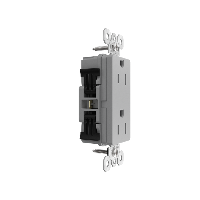 Pass and Seymour Powerhold Decorator Receptacle 15A/125V Gray (TR26242DVSGRY)