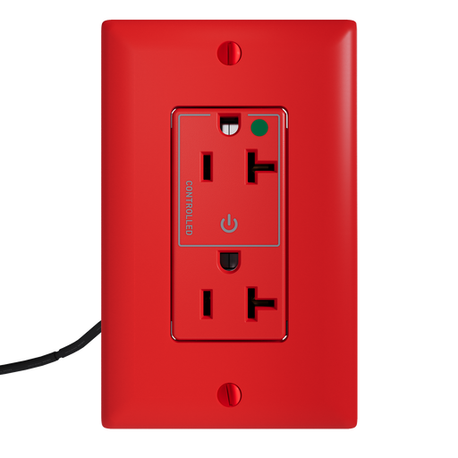 Pass and Seymour Plugtail Tamper-Resistant Decorator Half Controlled 20A 125V Hospital-Grade Receptacle Red (PTTR26362HGCHRED)