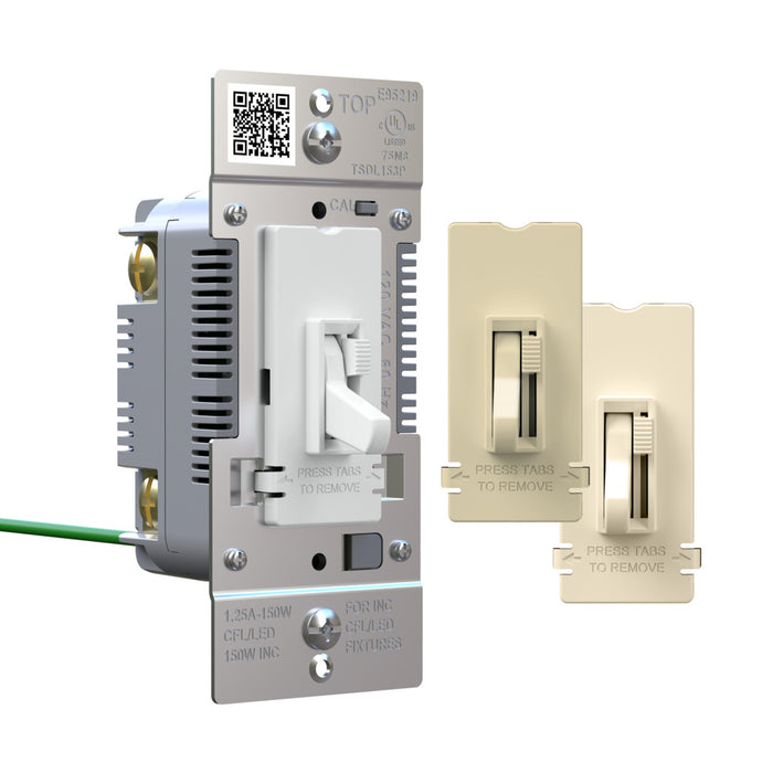 Pass and Seymour Trademaster Toggle Slide LED Dimmer 150W Single Pole 3-Way Tri-Color (TSDL153PTC)