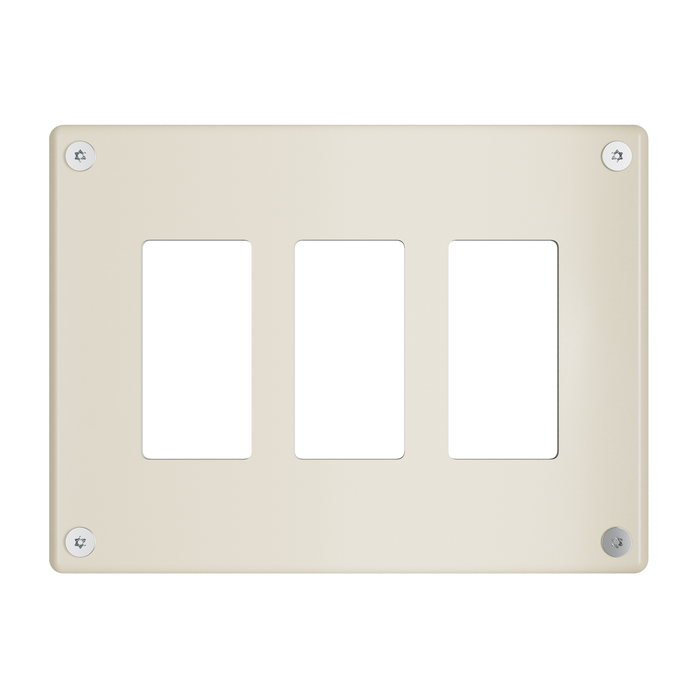 Pass and Seymour Mighty Mac WPP Series Security Wall Plate Decorator Opening 3-Gang 14-Gauge Stainless Steel Ivory Torx T-20 Head Fasteners (WPP33G1IVYPS)