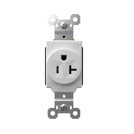 Pass and Seymour Plugtail Tamper-Resistant Receptacle Single 20A 125V Side/Back Wire White (PTTR5361W)