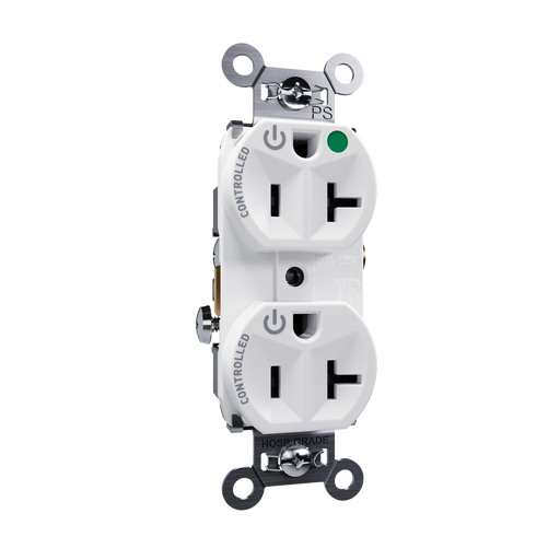 Pass and Seymour Tamper-Resistant Compact Dual Controlled Duplex Receptacle 20A 125V Hospital-Grade White (TR8300HCDW)