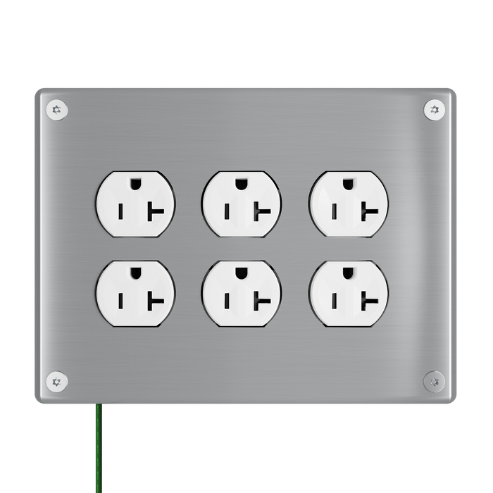 Pass and Seymour Mighty Mac WPP Series Security Wall Plate Duplex Opening 3-Gang 14-Gauge Stainless Steel Brushed Stainless Steel Allen Head Fasteners (WPP63D2PS)