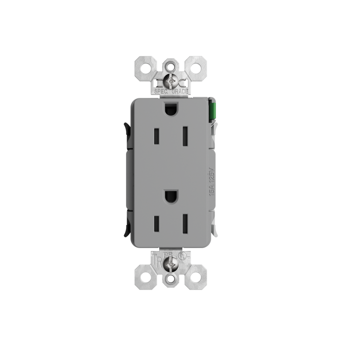 Pass and Seymour Powerhold Decorator Receptacle 15A/125V Gray (TR26242DVSGRY)
