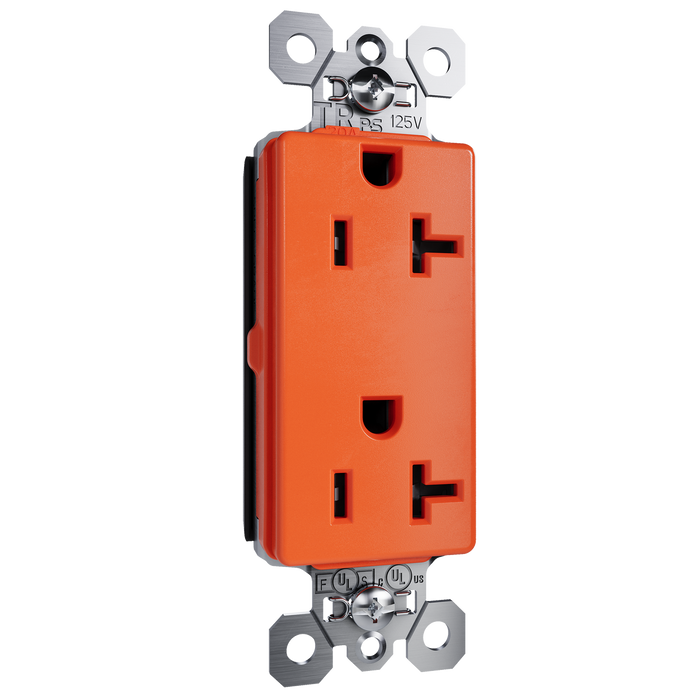 Pass and Seymour Plugtail Decorator Duplex Receptacle Specification Grade 20A 125V Orange (PT26352OR)