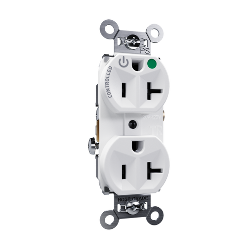 Pass and Seymour Tamper-Resistant Compact Half Controlled Duplex Receptacle 20A 125V Hospital-Grade White (TR8300HCHW)