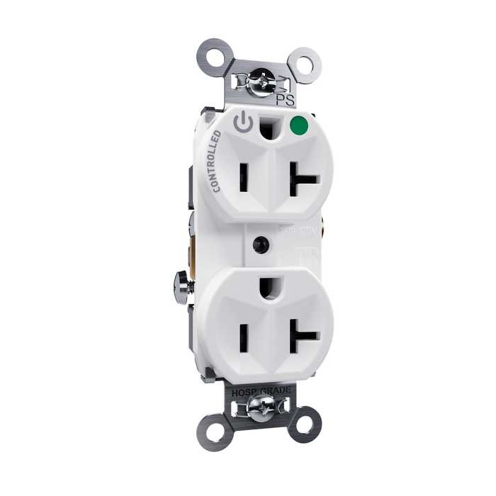 Pass and Seymour Tamper-Resistant Compact Half Controlled Duplex Receptacle 20A 125V Hospital-Grade White (TR8300HCHW)