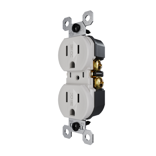 Pass and Seymour Trademaster 15A 125V Duplex Receptacle Tamper-Resistant External Pressure Plated Weather-Resistant Gray (3232TREXWRGRY)