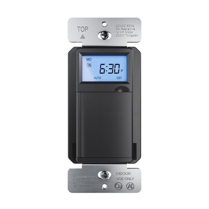 Pass and Seymour Programmable 24-Hour Astronomic Timer Switch 120V 600W 1/2 HP Black (RTPA24BK)