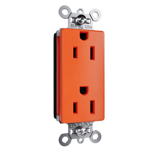 Pass and Seymour Plugtail Decorator Duplex Receptacle Specification Grade 15A 125V Orange (PT26252OR)