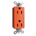 Pass and Seymour Plugtail Decorator Duplex Receptacle Specification Grade 15A 125V Orange (PT26252OR)