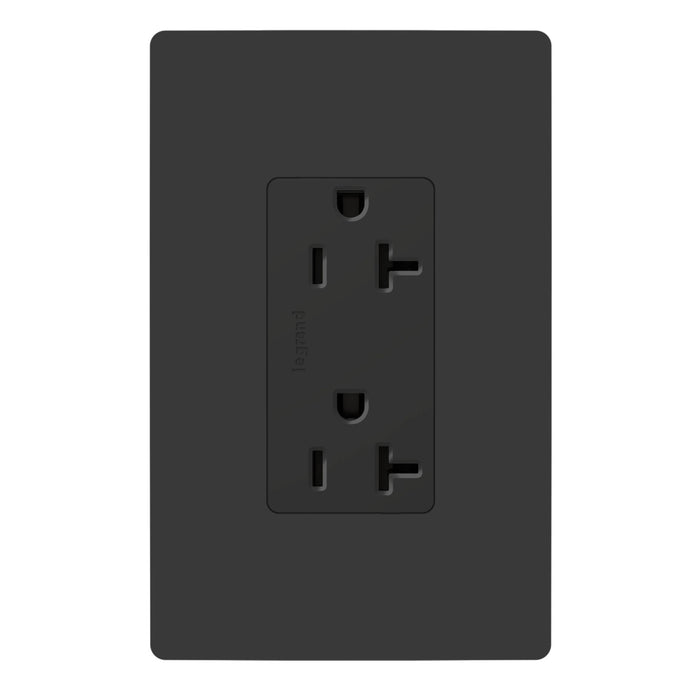 Pass and Seymour Radiant Tamper-Resistant Decorator Receptacle 20A 125V Self-Grounding Black (885TR20SBK)