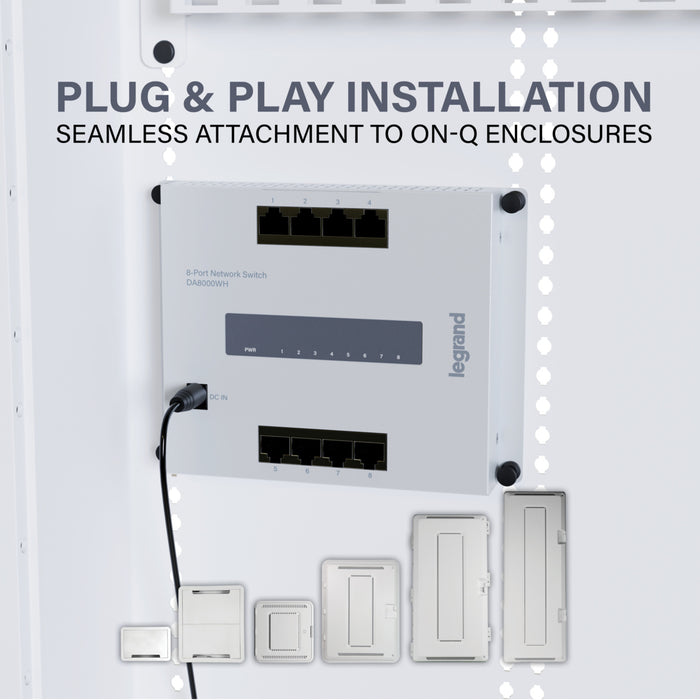 Pass and Seymour 8-Port Switch--4 Port Network/4 Port PoE Plus (DA8400WH)