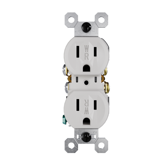 Pass and Seymour Trademaster 15A 125V Duplex Receptacle Tamper-Resistant External Pressure Plated Weather-Resistant Gray (3232TREXWRGRY)
