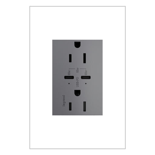 Pass and Seymour Adorne 65W USB Outlet Plus-Size Type C 15A Tamper-Resistant Magnesium (ARTRUSB15PD65M4)