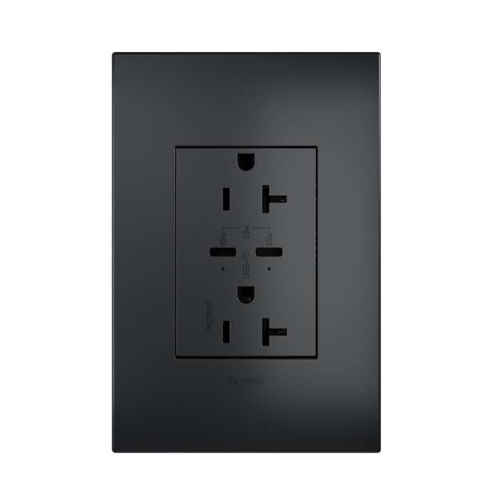 Pass and Seymour Adorne 65W USB Outlet Plus-Size Type C 20A Tamper-Resistant Graphite (ARTRUSB20PD65G4)