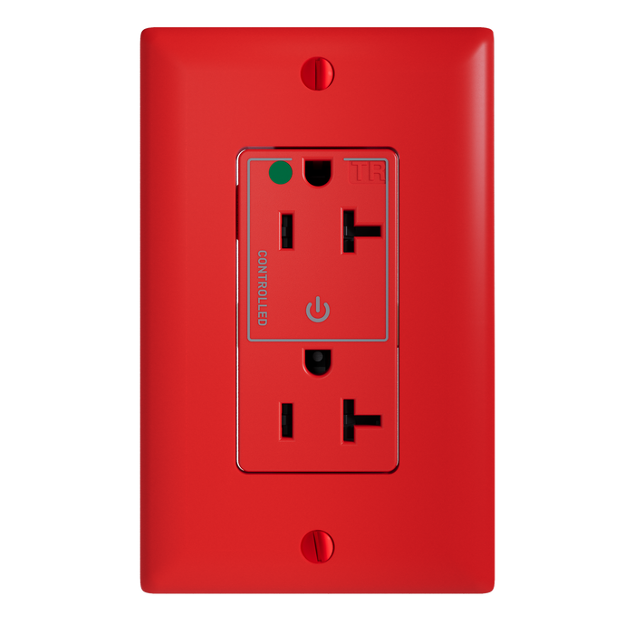 Pass and Seymour Tamper-Resistant Decorator Duplex Receptacle Half Controlled 20A 125V Hospital-Grade Red (TR26362HGCHRED)